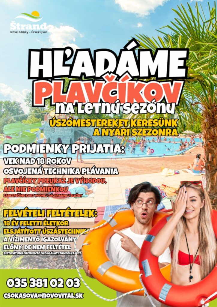 Štrand Nové Zámky hľadá plavčíkov. FOTO: Štrand Nové Zámky